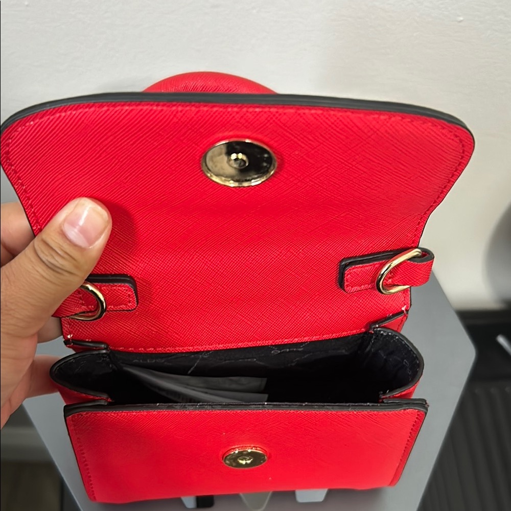Aldo Red Mini Bag with Gold Hardware / Crossbody strap not included - Picture 5 of 5